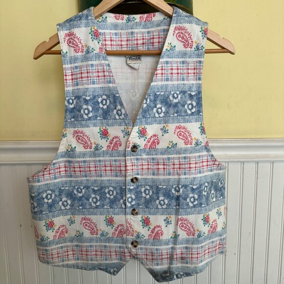 Vintage Vivaldi Jeanswear Patchwork Vest Medium - Picture 1 of 6